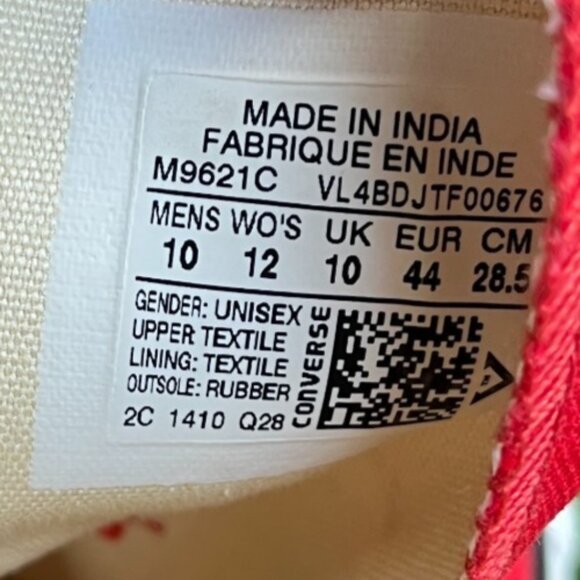 Converse Chuck Taylor All Star Hi Mens Size 10 Red White Athletic Shoes Sneakers - Picture 9 of 10